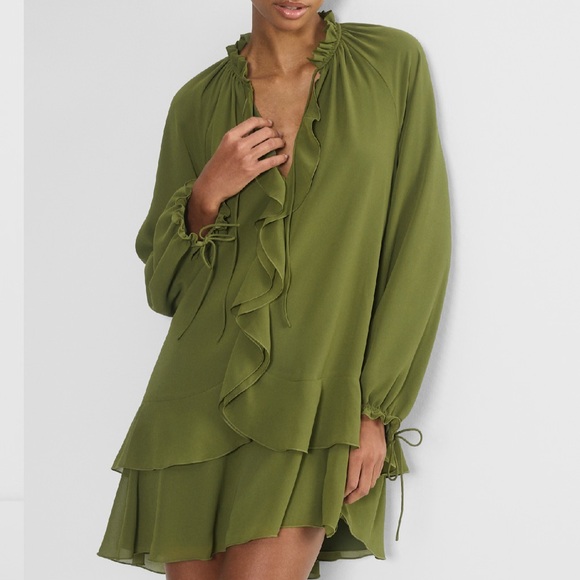 Wilfred Dresses & Skirts - NEW Aritzia Wilfred Olive Green Ruffle Dress, M